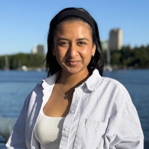 Woman in front of waterfront