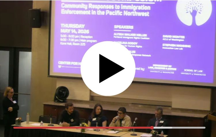 Screenshot of a paused watch screen for the recorded panel of the Spring Symposium