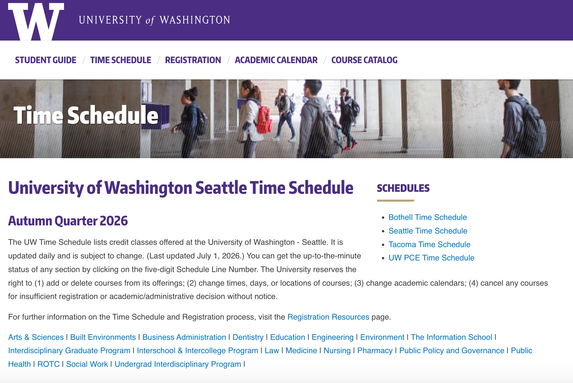 UW Time Schedule Autumn 2025